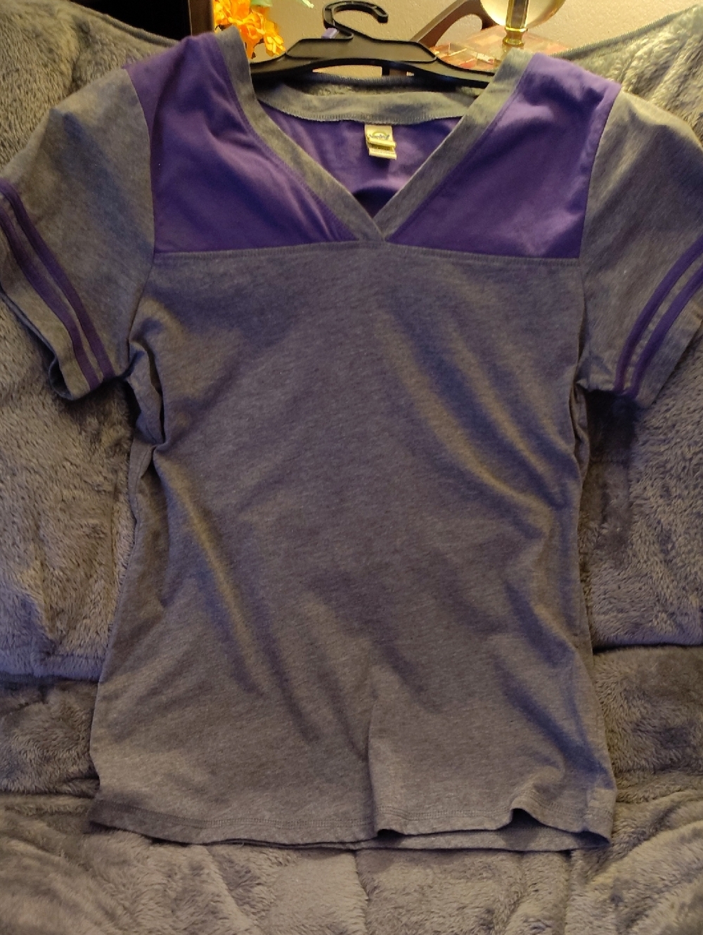 Kavio Purple and Gray V-Neck Tee